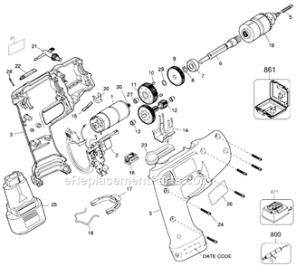 Page A Diagram and Parts List for 6967KC Type 1 Black and Decker Electric Drill